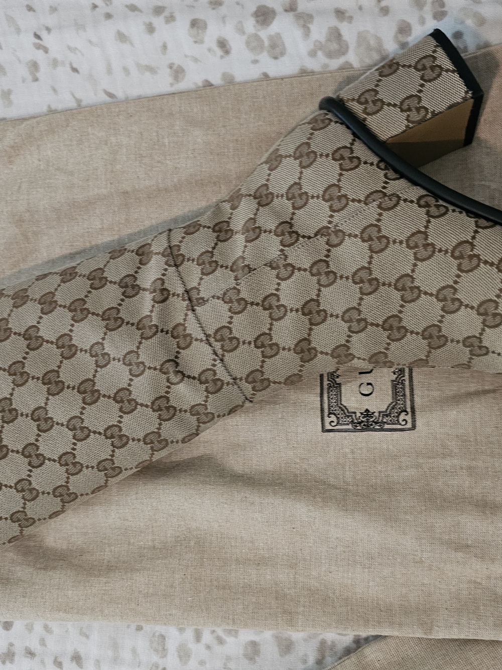 Gucci Beige Monogram Knee-High Square Toe Boots - Picture 9 of 12